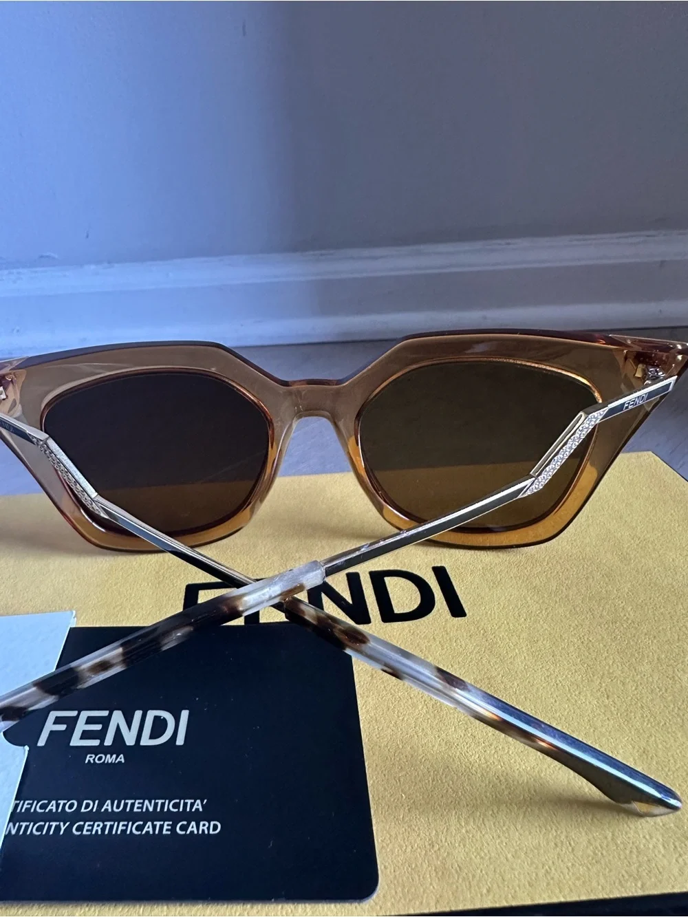 Fendi FF 0060/S Iridia Crystal Cat Eye Sunglasses Full Set Box Auth Card
